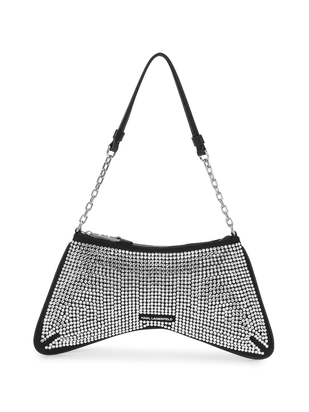 

Karl Lagerfeld Women Embellished Structured Handheld Bag, Silver