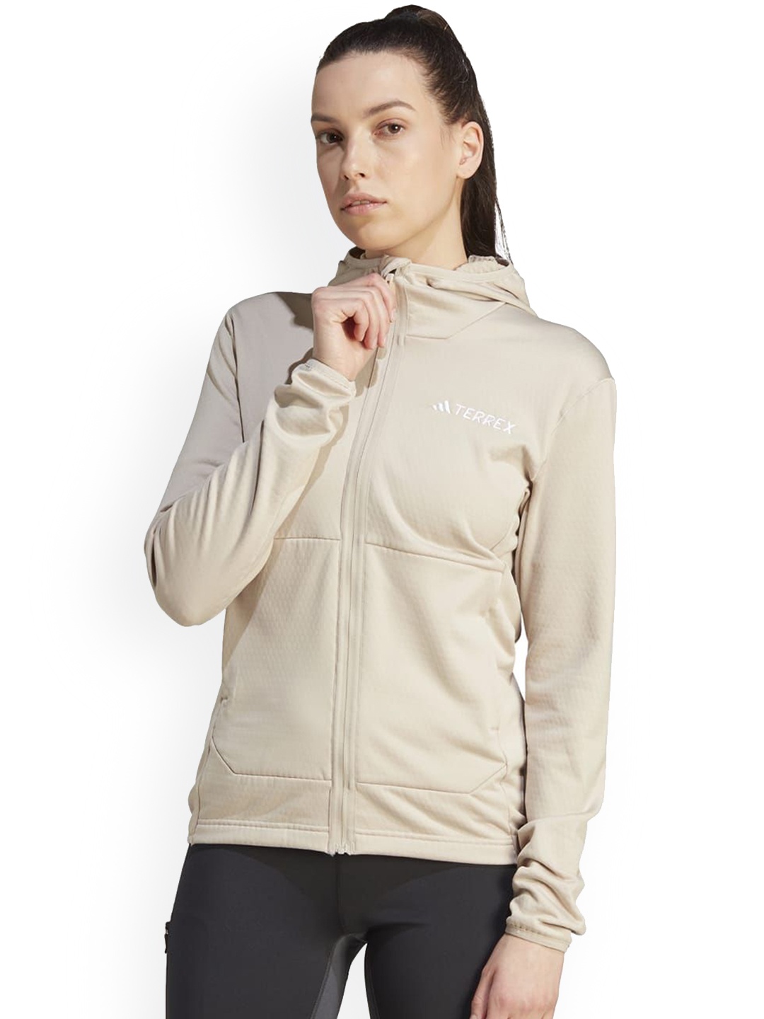 

ADIDAS W XPR LT FL H Terrex Full Zip Hooded Jacket, Beige