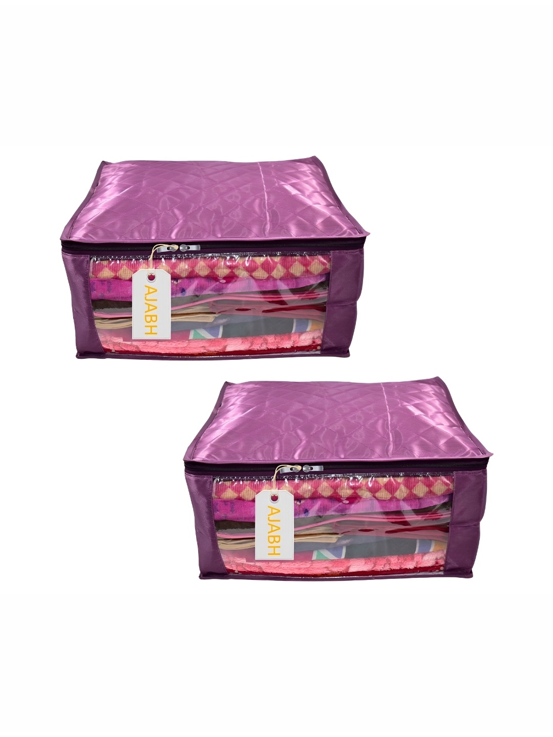 

Ajabh Purple 2 Pieces Checked Satin Saree Cover Organisers