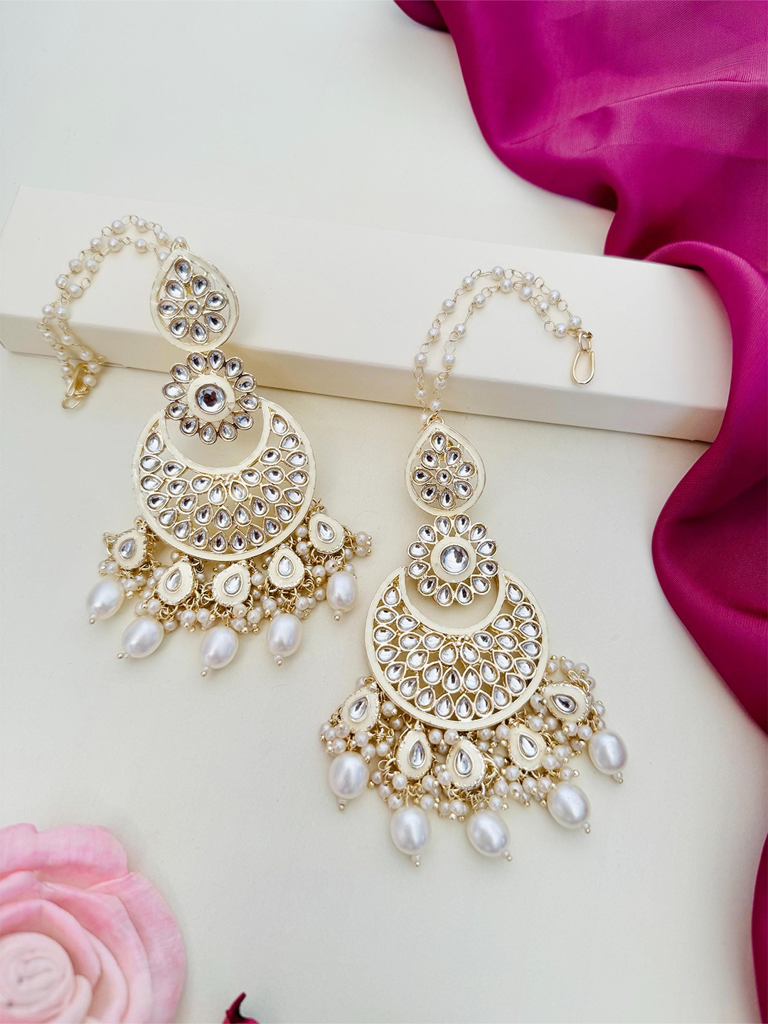 

ABDESIGNS Gold Plated Meenakari Kundan Classic Drop Earrings