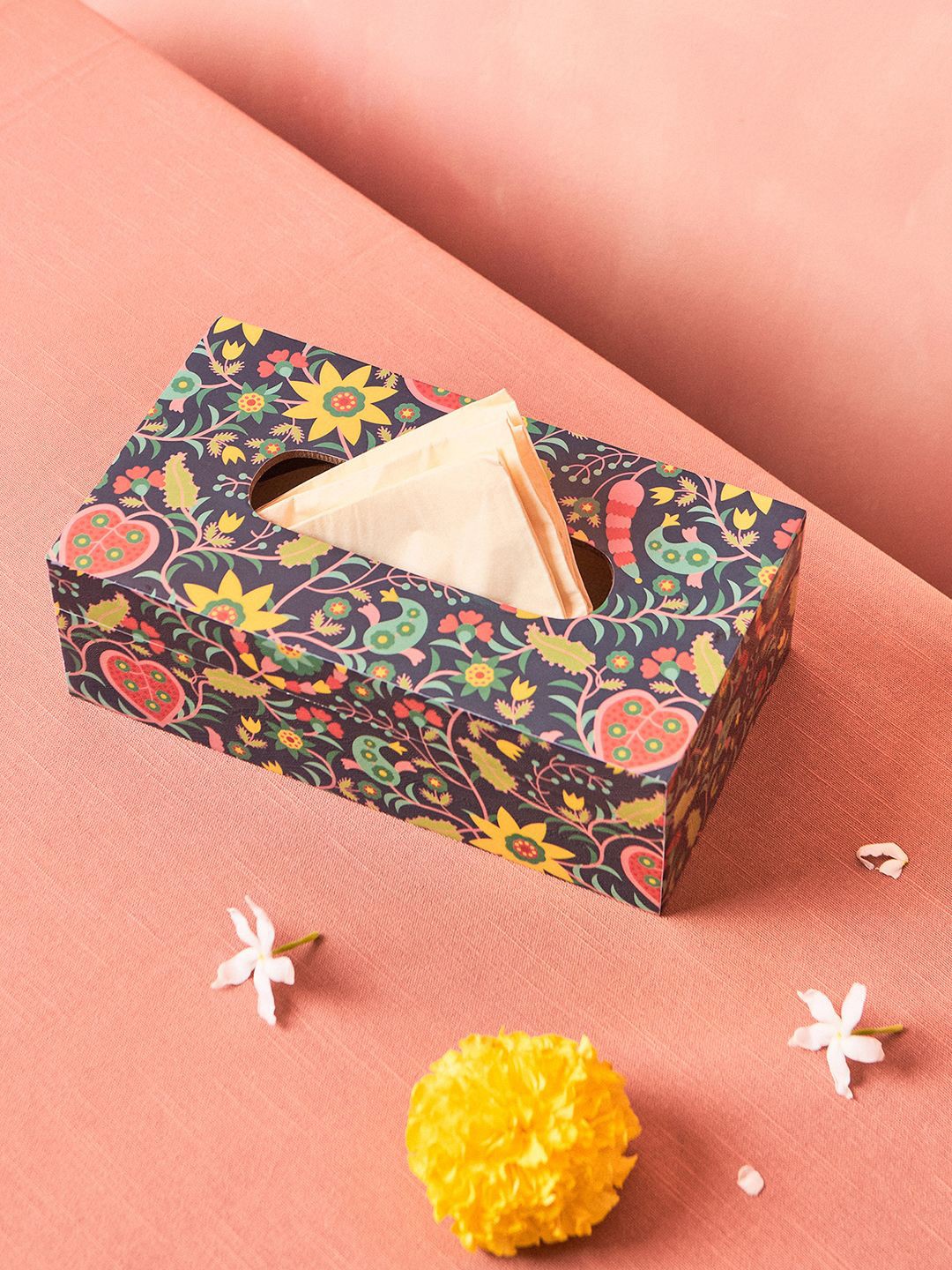 

Chumbak Blue & Yellow Printed Tissue Holders