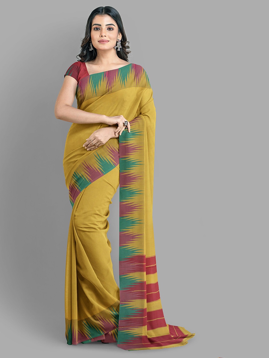 

The Chennai Silks Ethnic Motifs Art Silk Baluchari Saree, Mustard