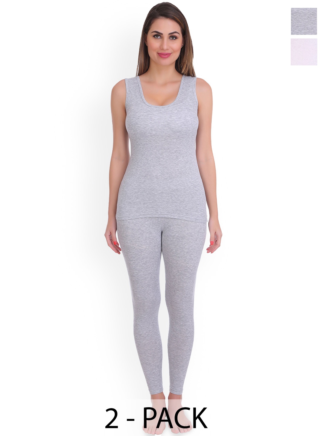 

SELFCARE Women Pack Of 2 Moisture-Wicking Thermal Set, Grey