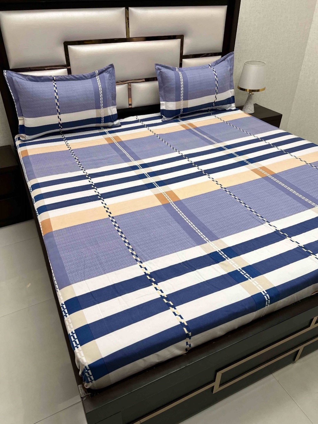 

Pure Decor King Size Double Bed Bedsheet With 2 Pillow Covers 108in X 108in,274cm X 274cms, Blue