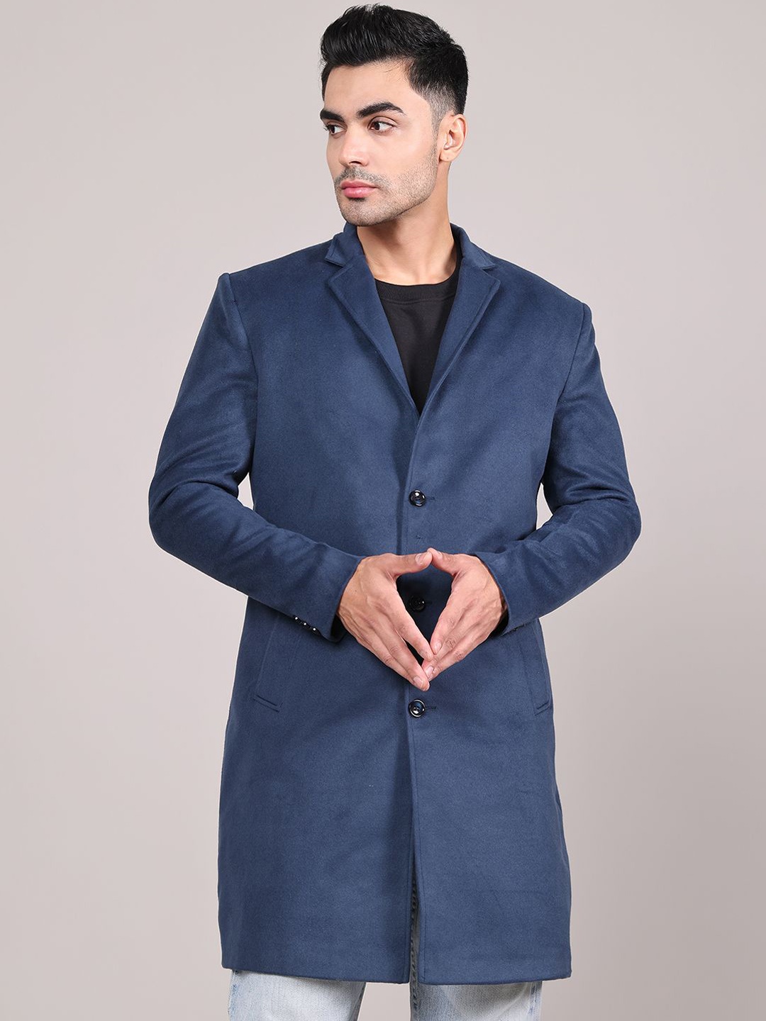 

HOUSE OF VEDAS Men Lightweight Longline Outdoor Tailored Jacket, Blue