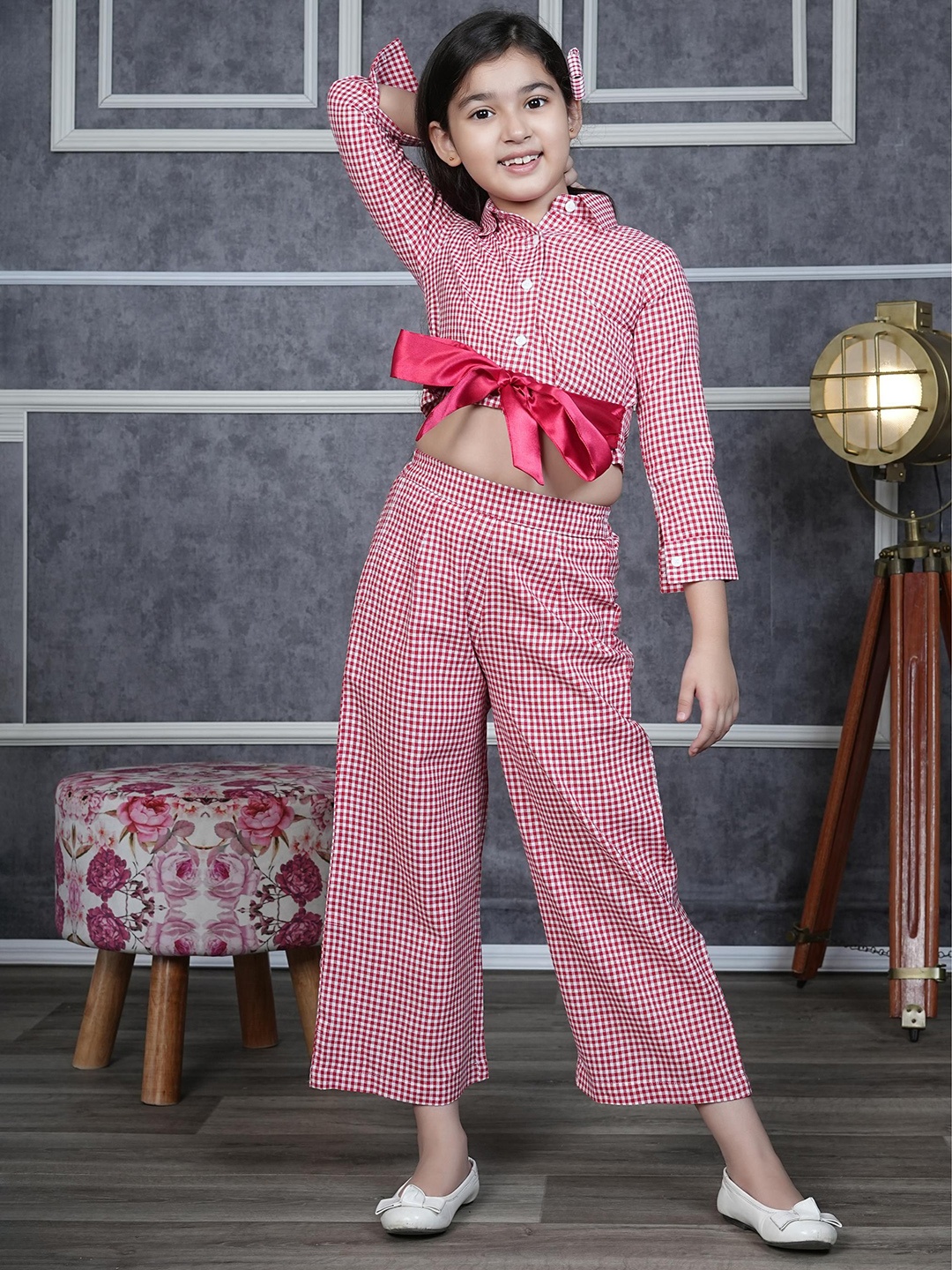 

BAESD Checked Cotton Shirt With Trouser, Red