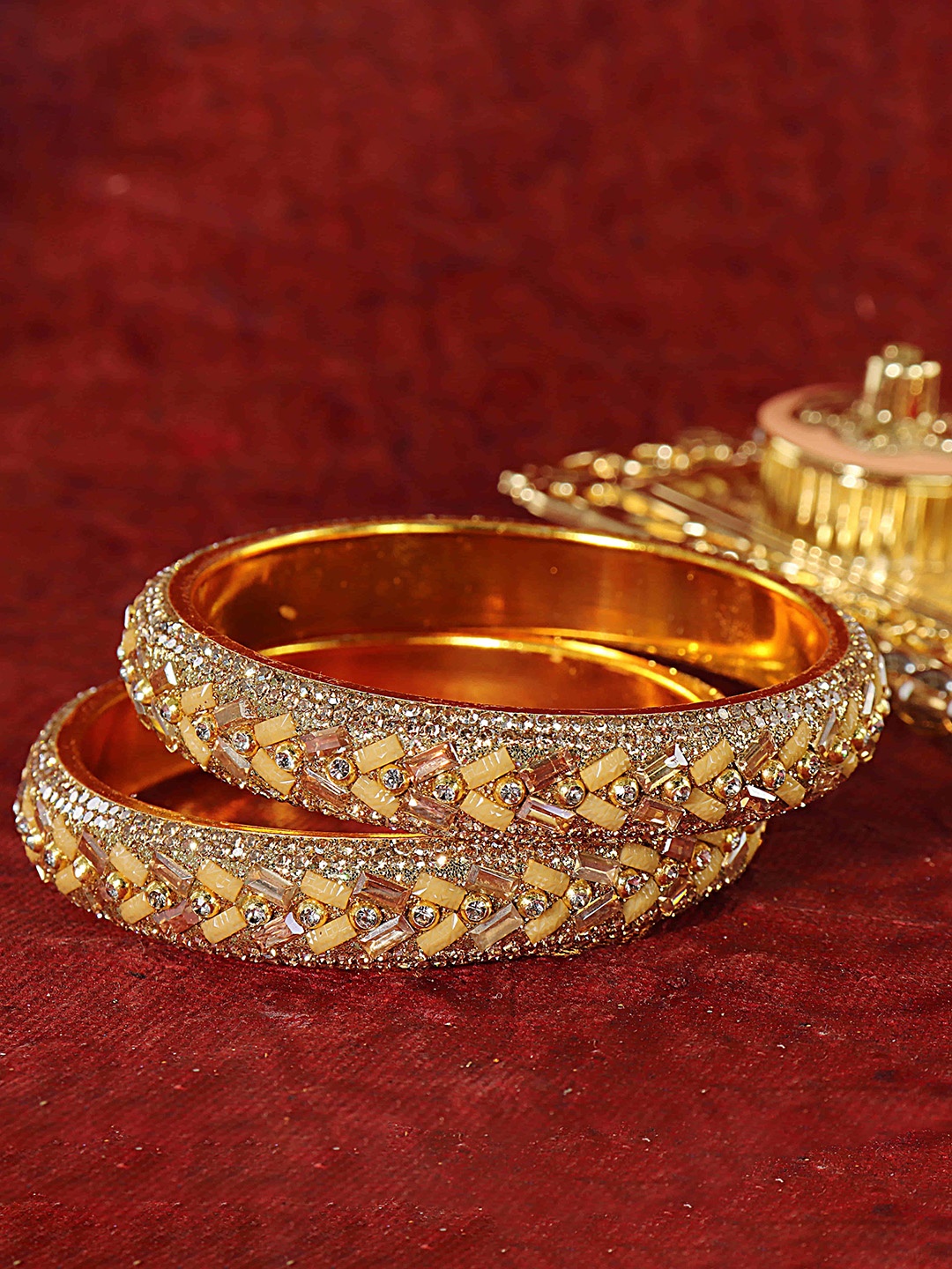 

LAVAZZA Pack Of 2 Stone-Studded Bangles, Gold