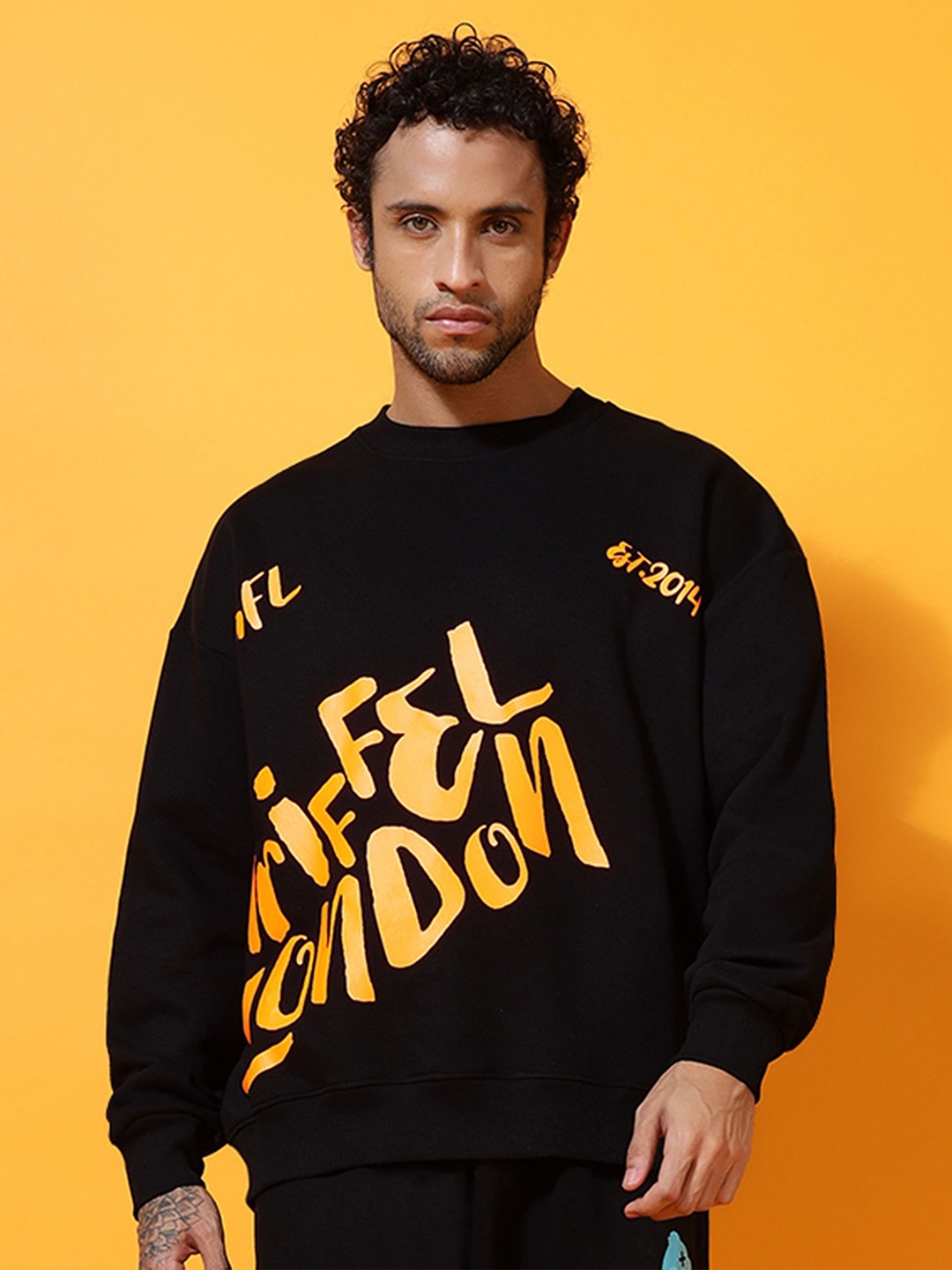 

GRIFFEL Men Typography Printed Sweatshirt, Black