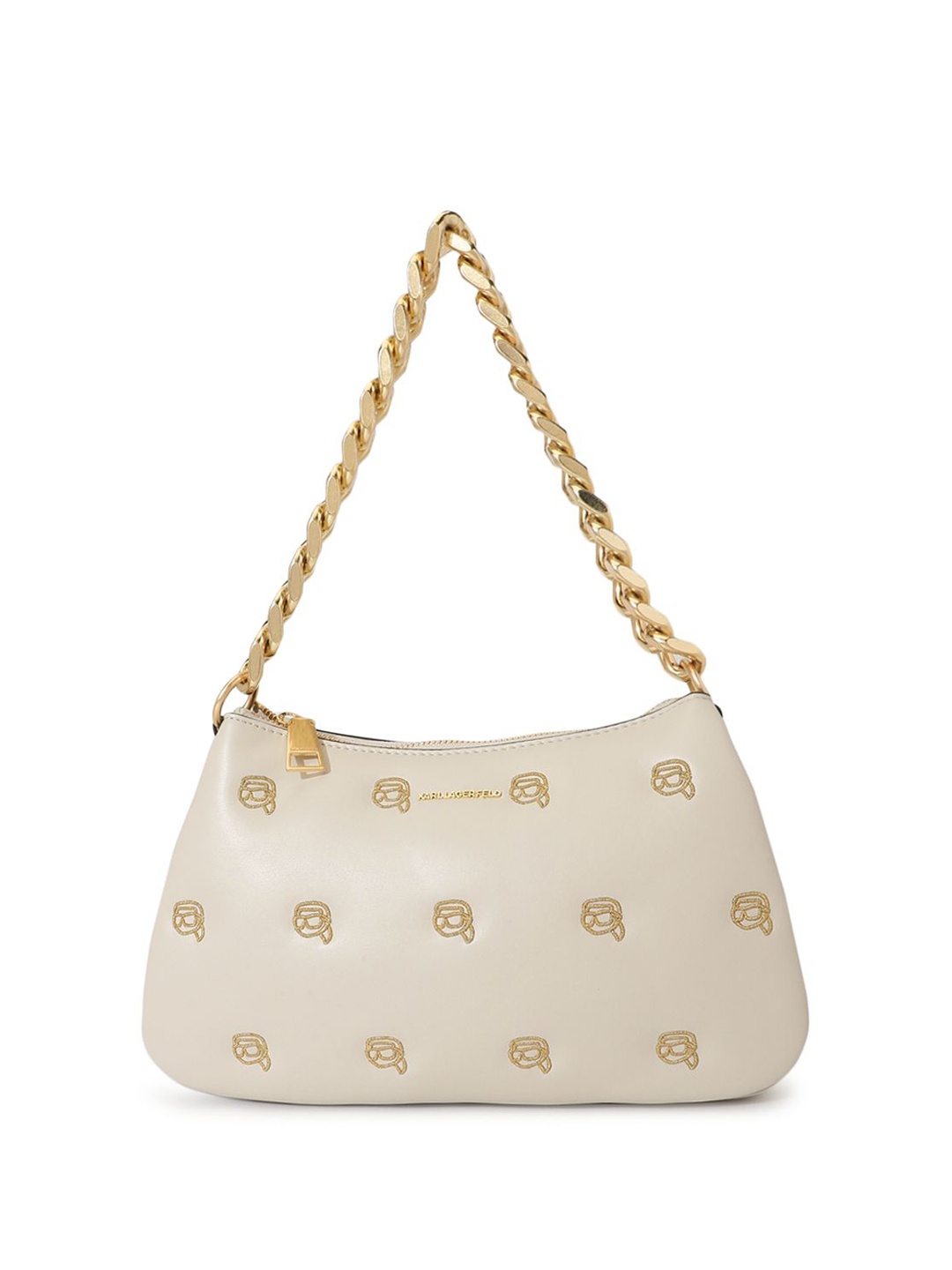 

Karl Lagerfeld Women Textured Structured Handheld Bag, Beige