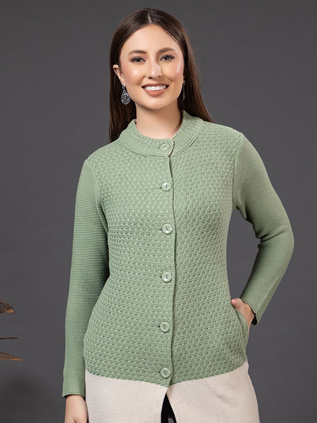 

Anouk Women Ribbed Cardigan, Green