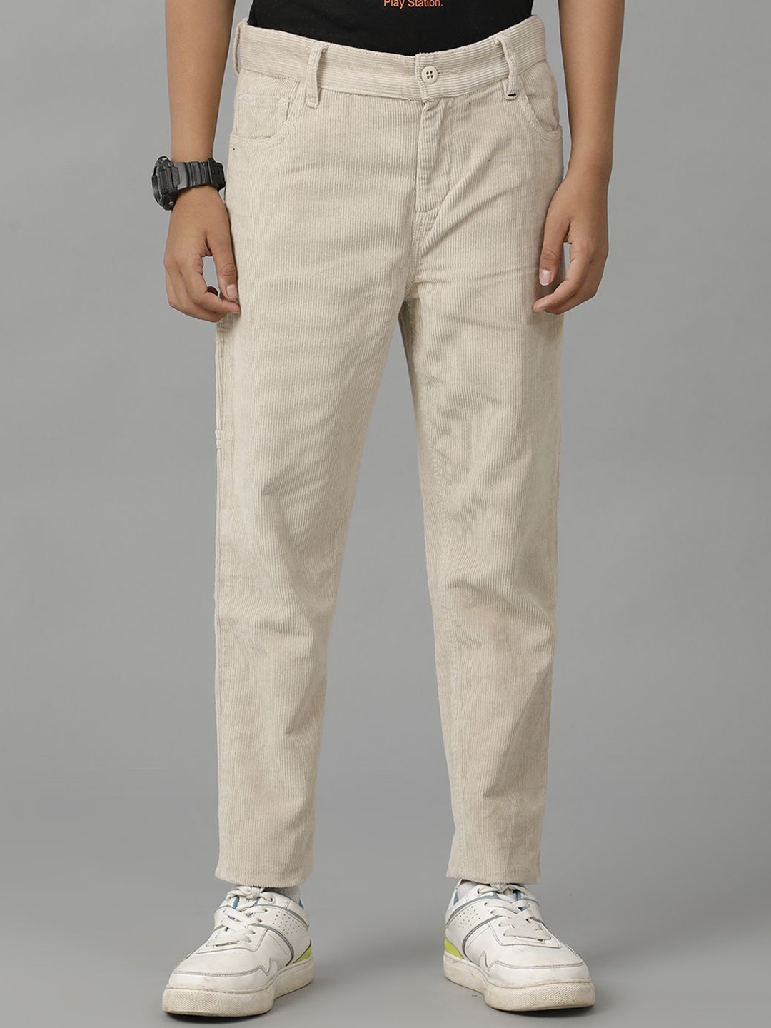 

UNDER FOURTEEN ONLY Boys Regular Fit Cotton Trousers, Off white