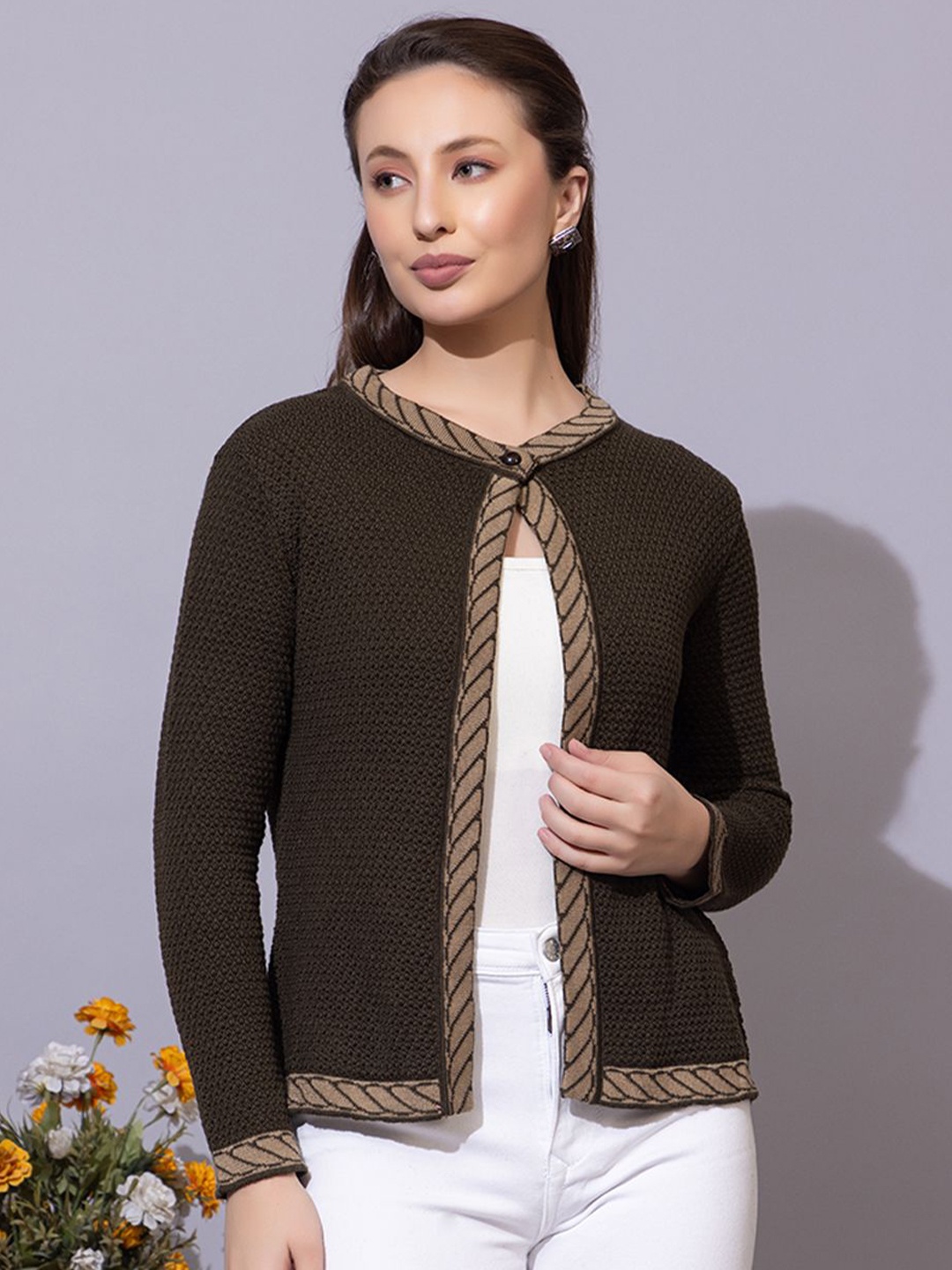 

Anouk Women Long Sleeves Round Neck Cardigan Sweaters, Green