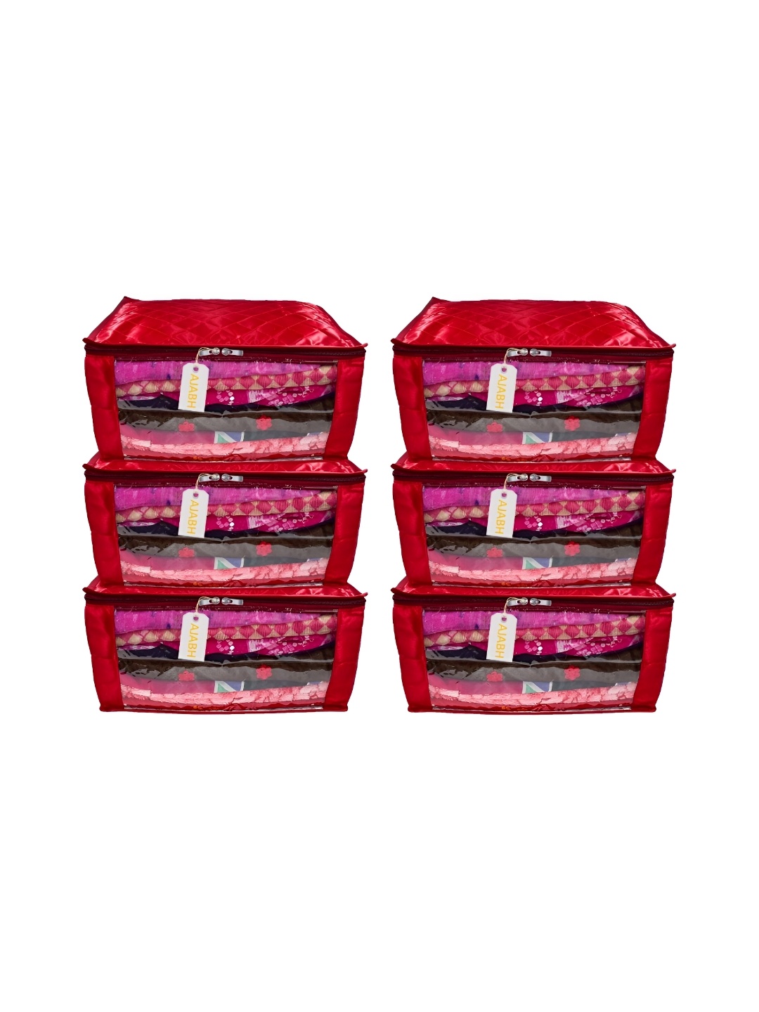 

Ajabh Maroon 6 Pieces Checked Satin Saree Cover Organisers