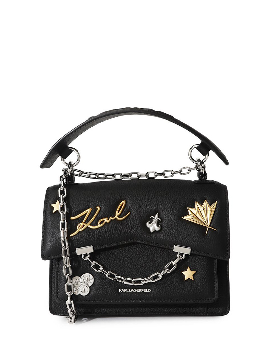 

Karl Lagerfeld Women Textured Structured Satchel Bag, Black