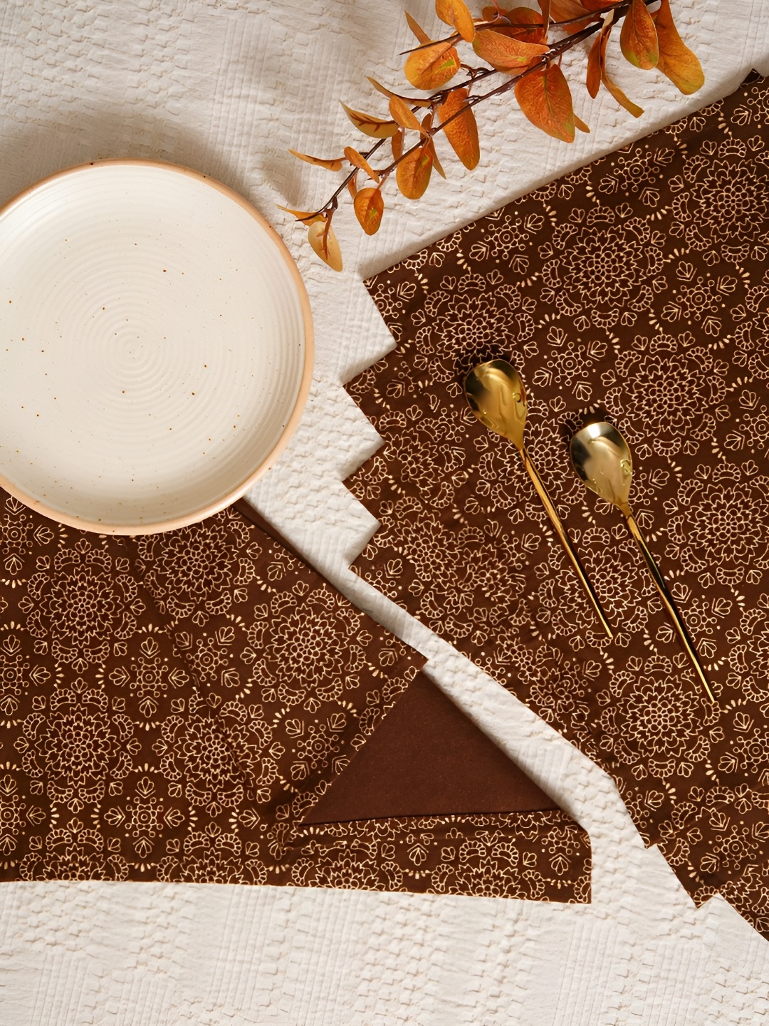 

Ratan Cart Brown & Beige 6 Pieces Printed Cotton Table Napkins