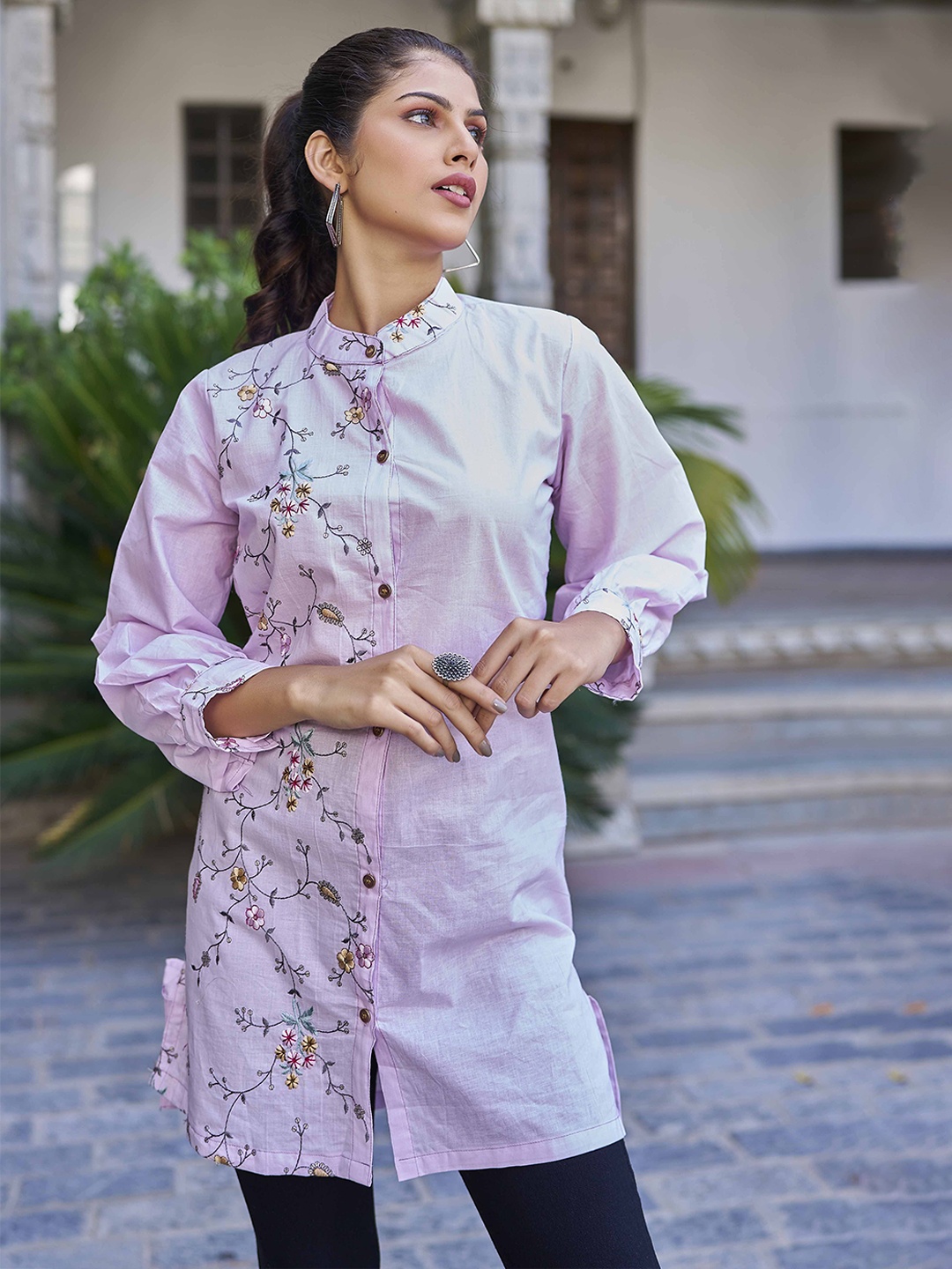 

Flossy Women Embroidered A-Line Dress, Lavender