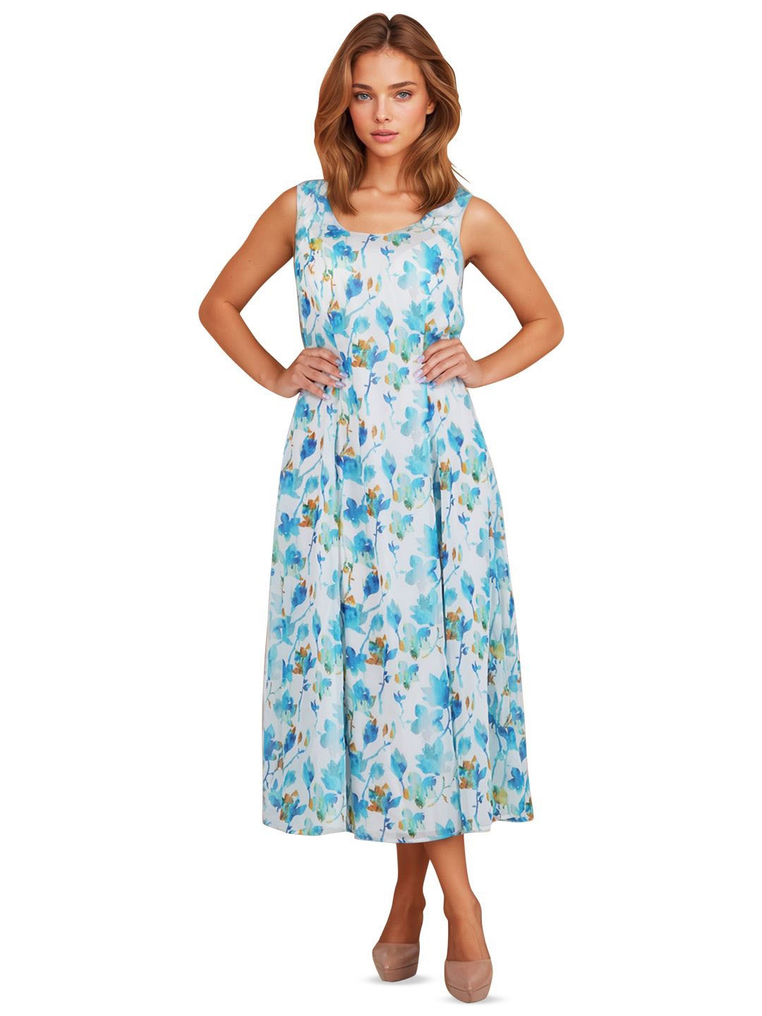 

Bunny Corset Women Floral Print Fit & Flare Midi Dress, White