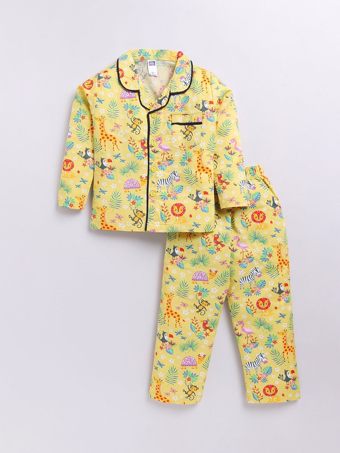 

Nottie Planet Girls Animal Printed Night suit, Yellow
