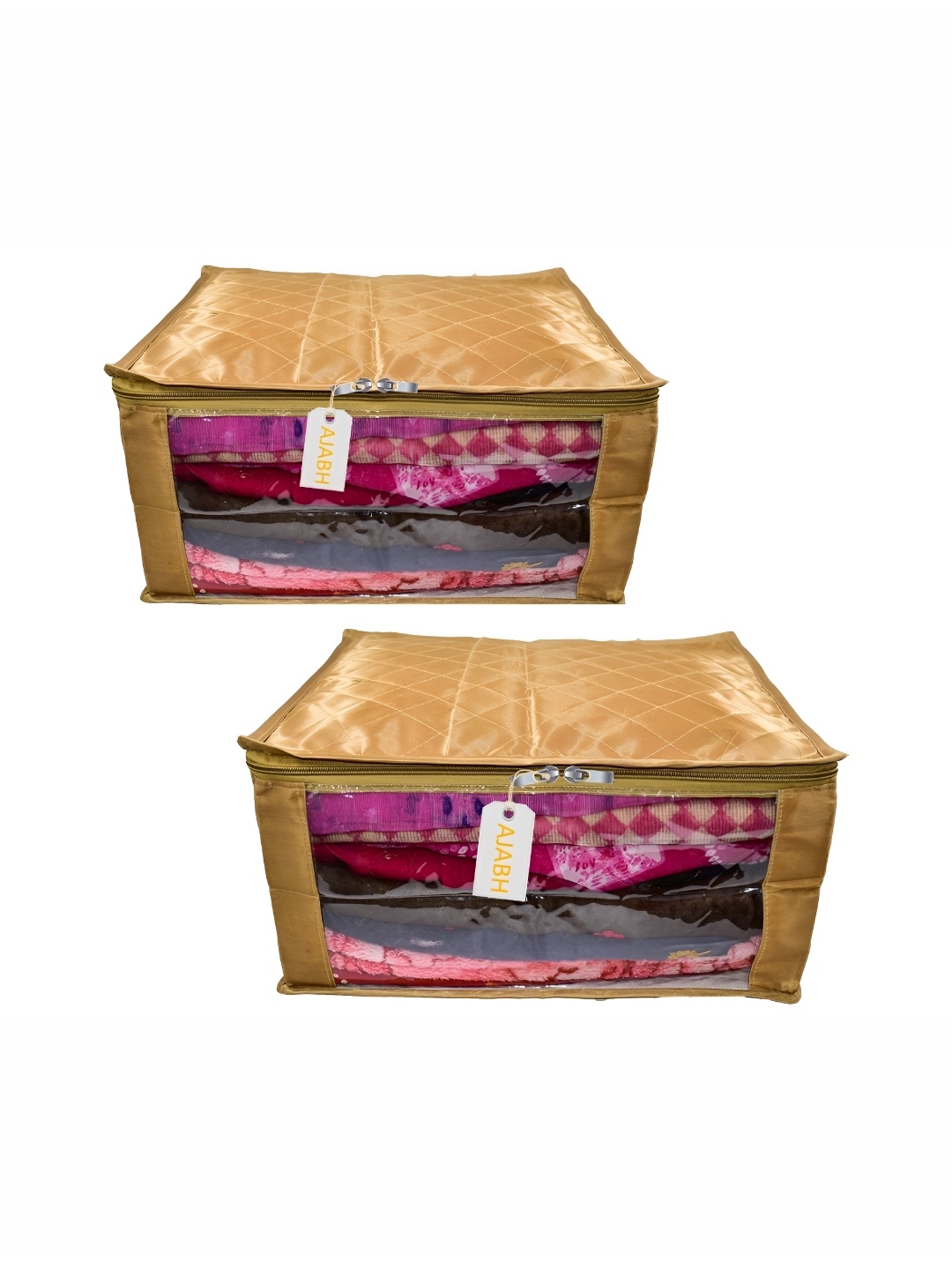 

Ajabh Gold-Toned 2 Pieces Checked Satin Saree Cover Organisers