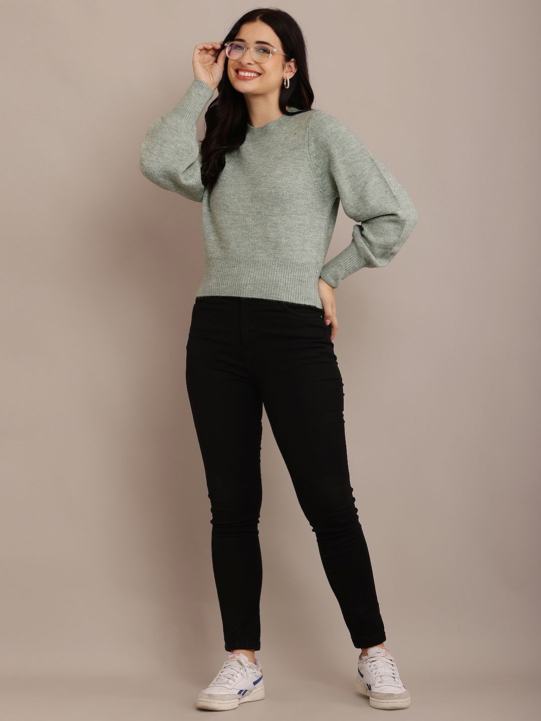 

NoBarr Women Round Neck Pullover Sweatshirt, Green