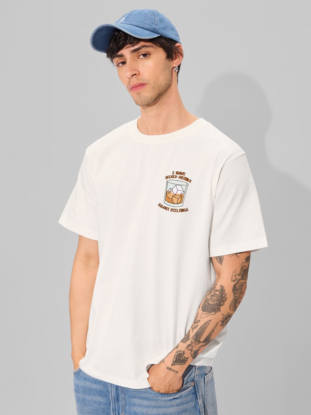 

The Souled Store Men Typography Printed Round Neck Cotton T-shirt, White