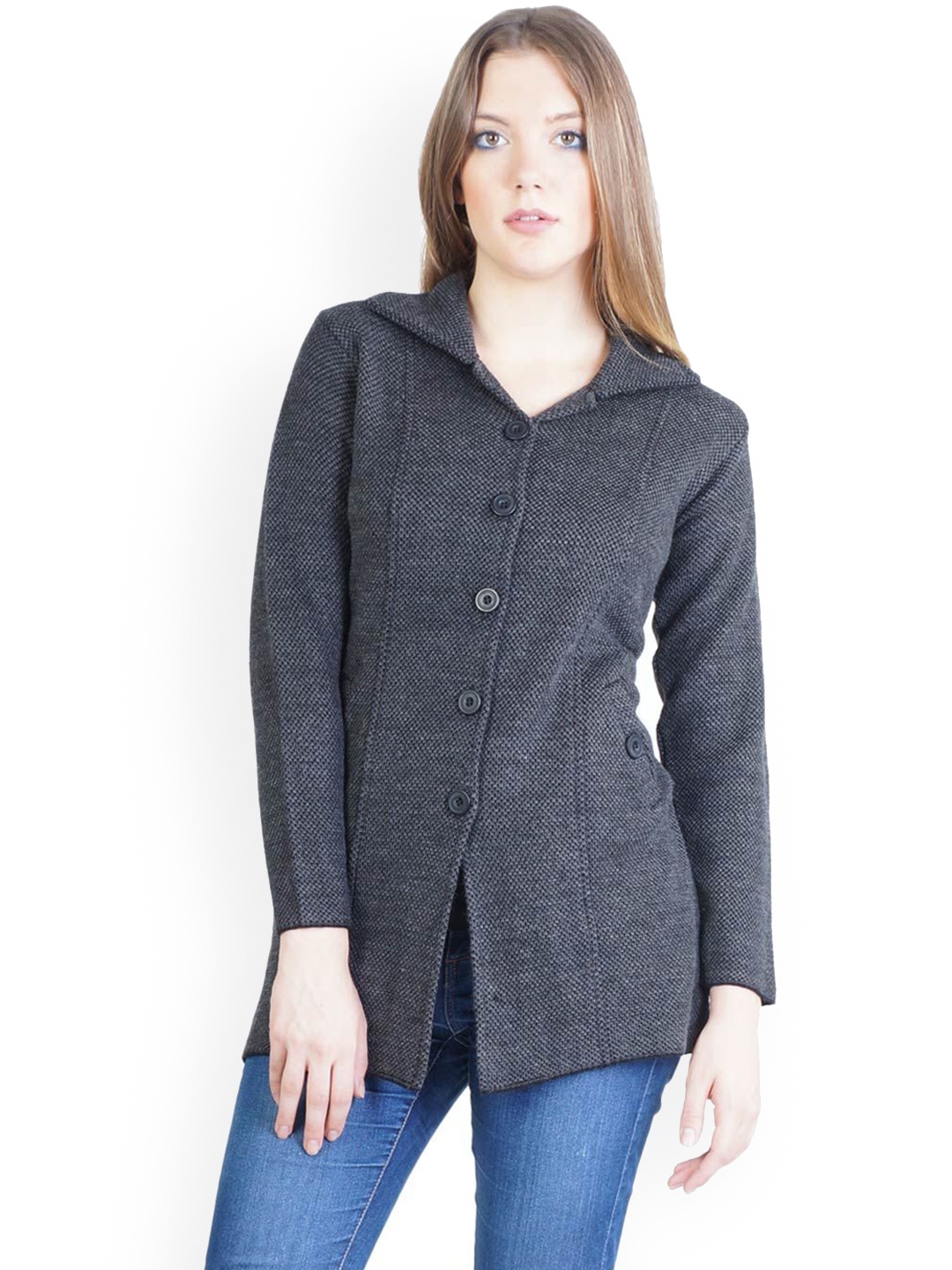 

MONTREX Women Winter Wear Long Single-Breasted overcoat, Grey