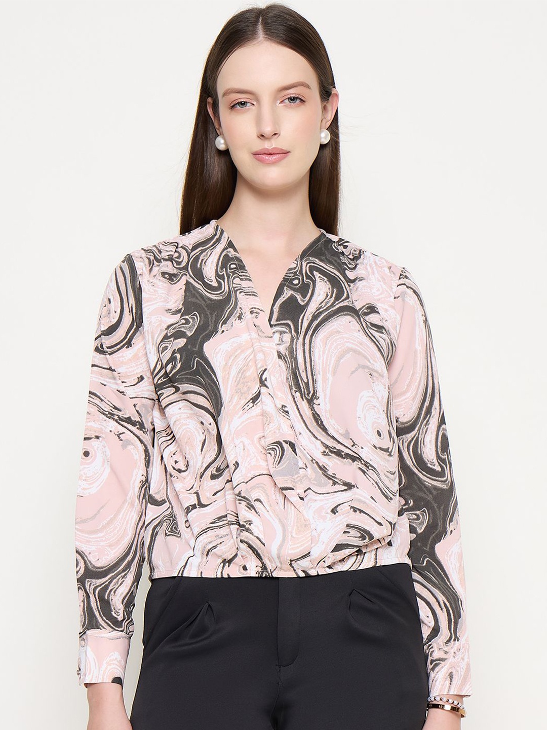 

Madame Women Abstract Printed Top, Pink