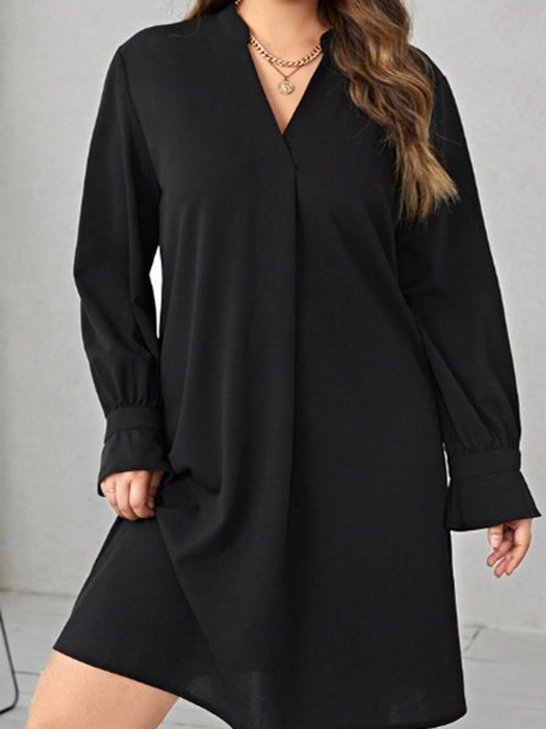 

StyleCast Women V-Neck Long Sleeves Shirt Dress, Black