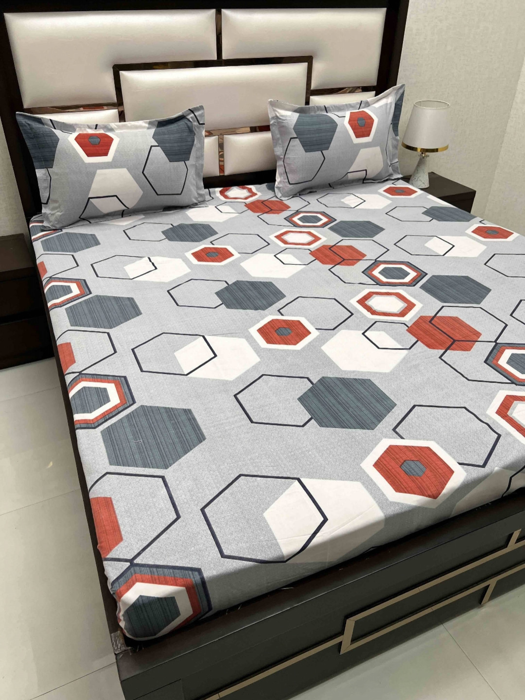 

Pure Decor King Size Double Bed Bedsheet With 2 Pillow Covers 2.74m X 2.74m, Grey