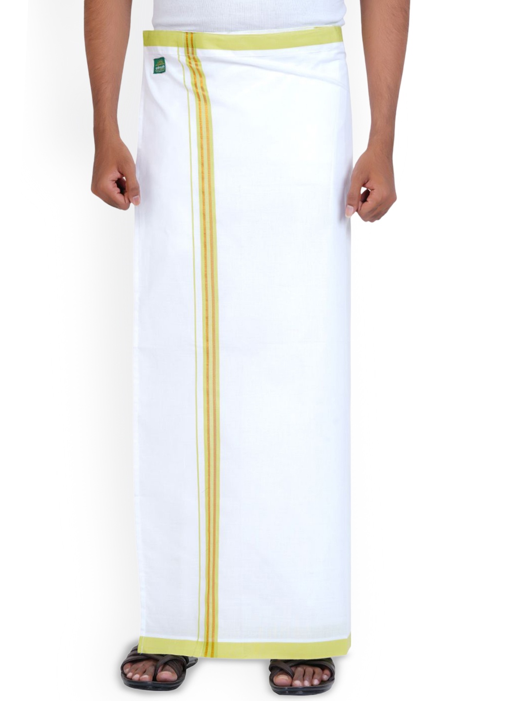 

Ethazh Men Zari Border Dhotis, White