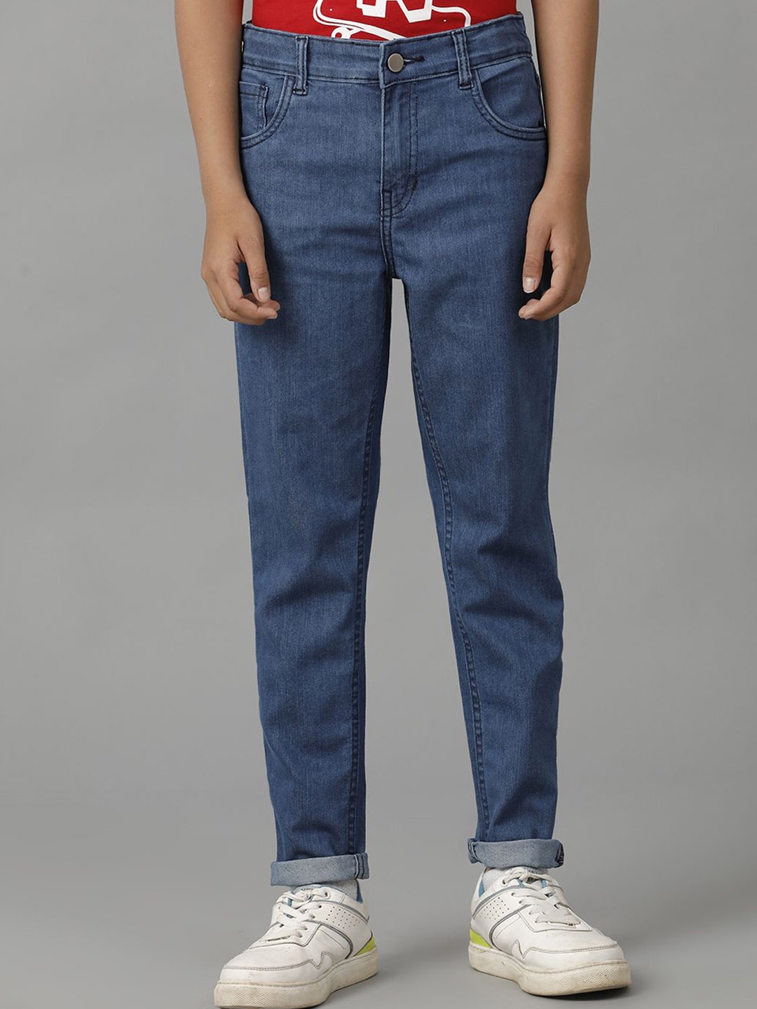 

UNDER FOURTEEN ONLY Boys Slim Fit Mid-Rise Cotton Jeans, Blue