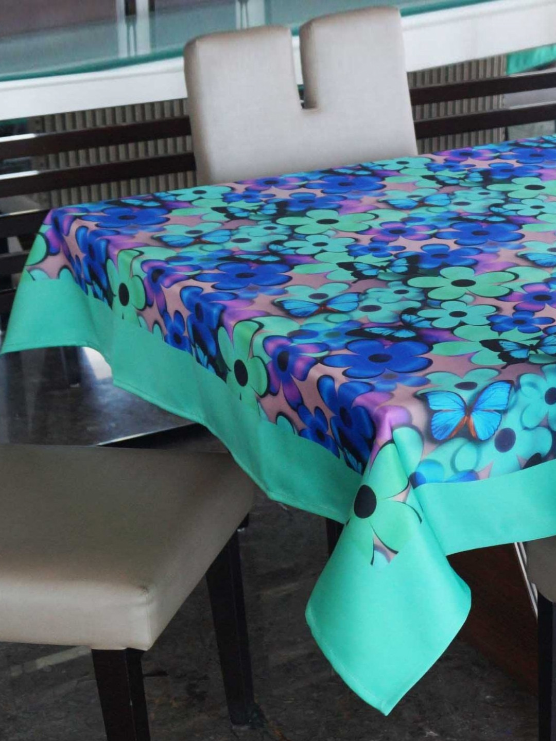 

Lushomes Green Floral Printed Pure Cotton Table Cover