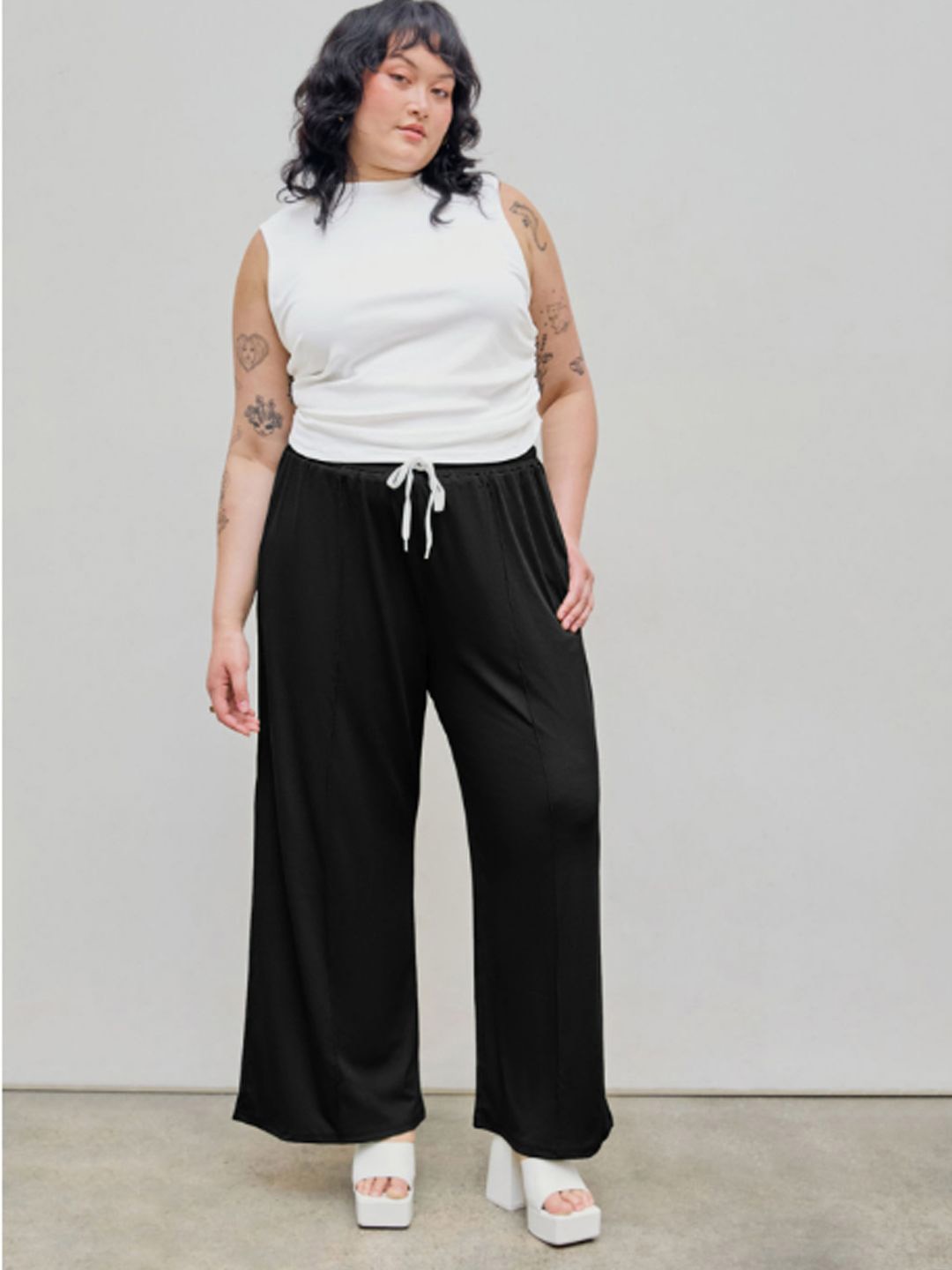 

StyleCast Women Regular-Fit Plus Size Parallel Trousers, Black