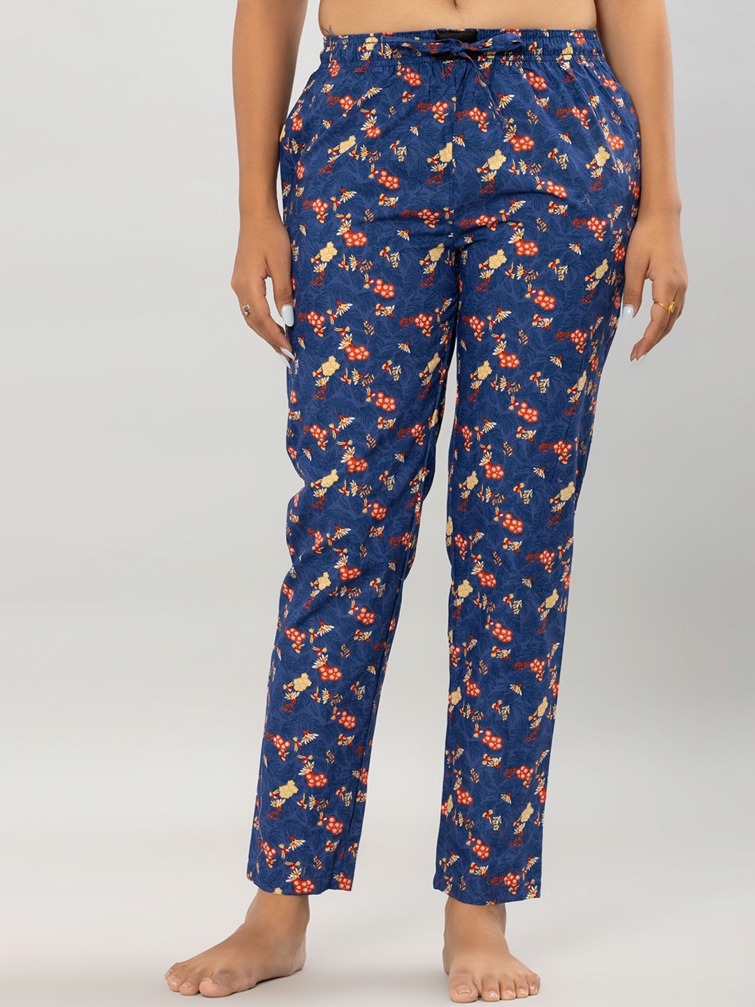 

FLAMBOYANT Women Floral Printed Lounge Pants, Blue