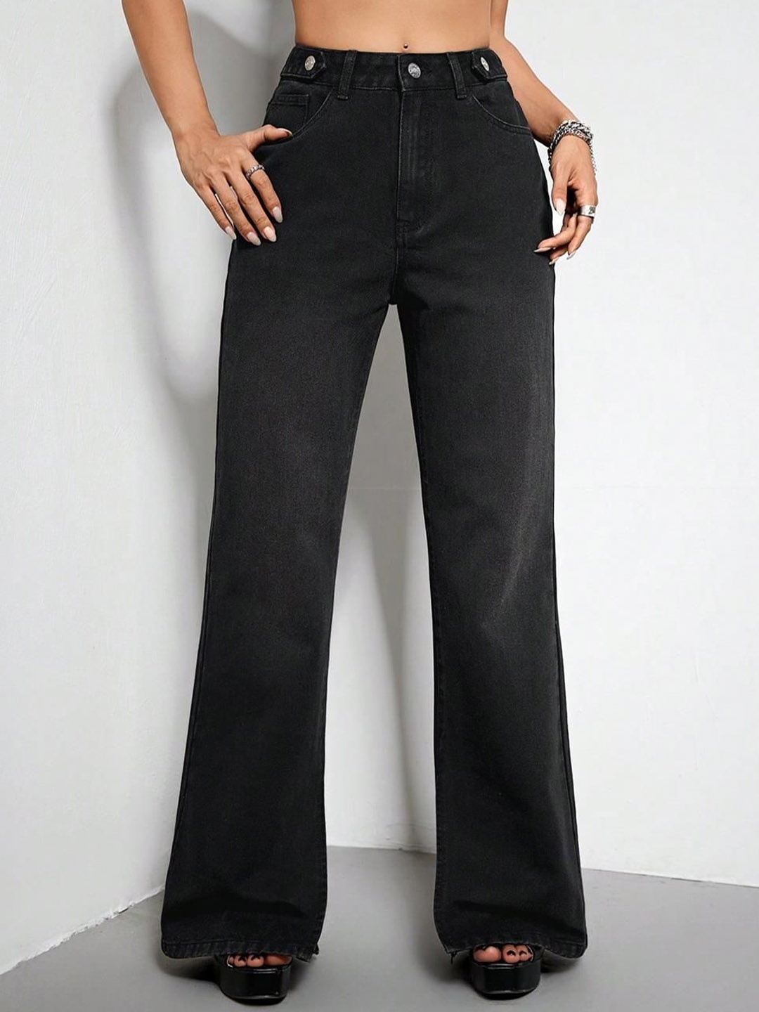 

Stylecast X Kotty Women Jean Bootcut High-Rise Stretchable Jeans, Black