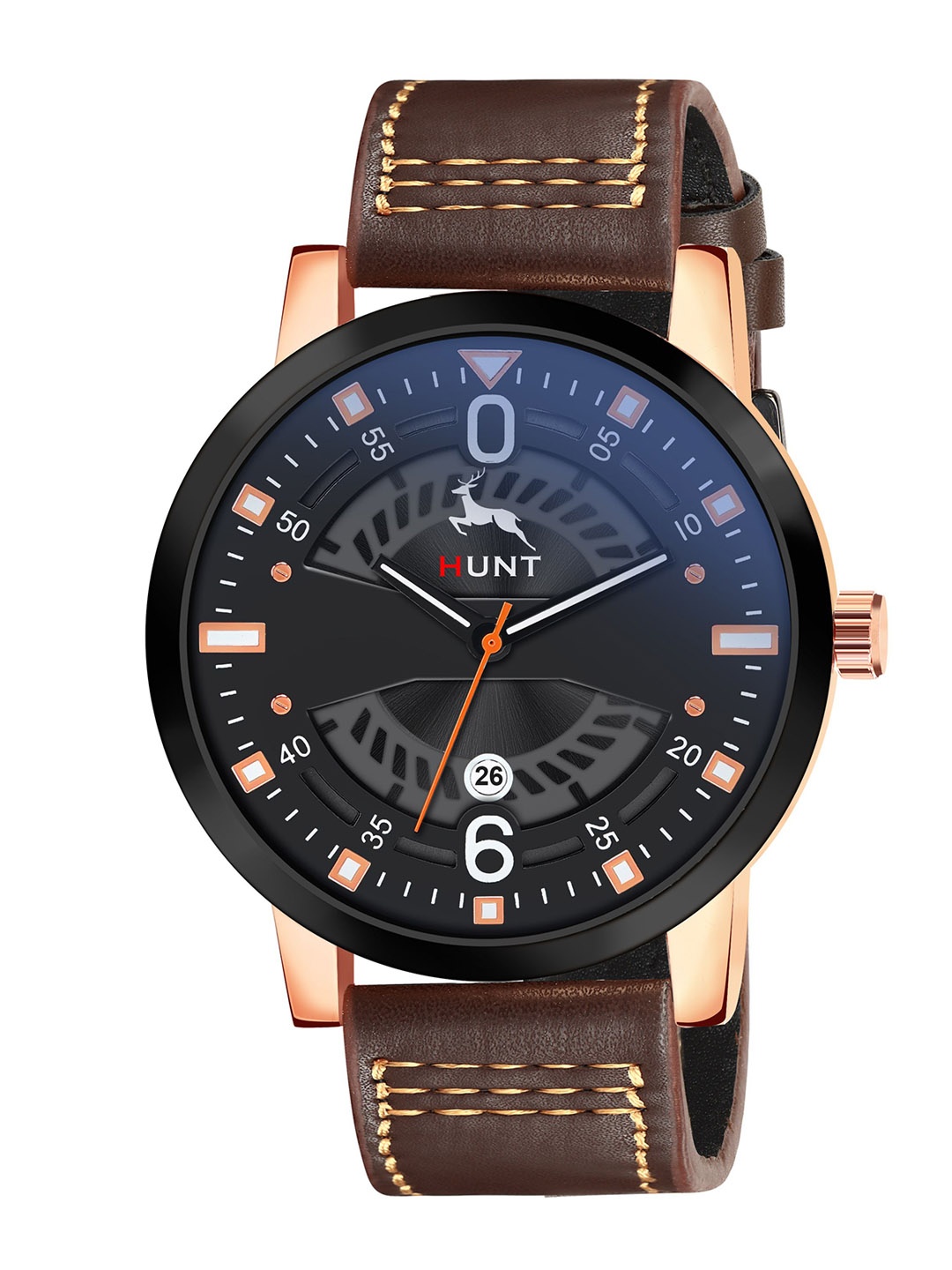 

IIK COLLECTION Men Round Dial & Leather Straps Analogue Watch IIK-HUNT-5060M, Rose gold