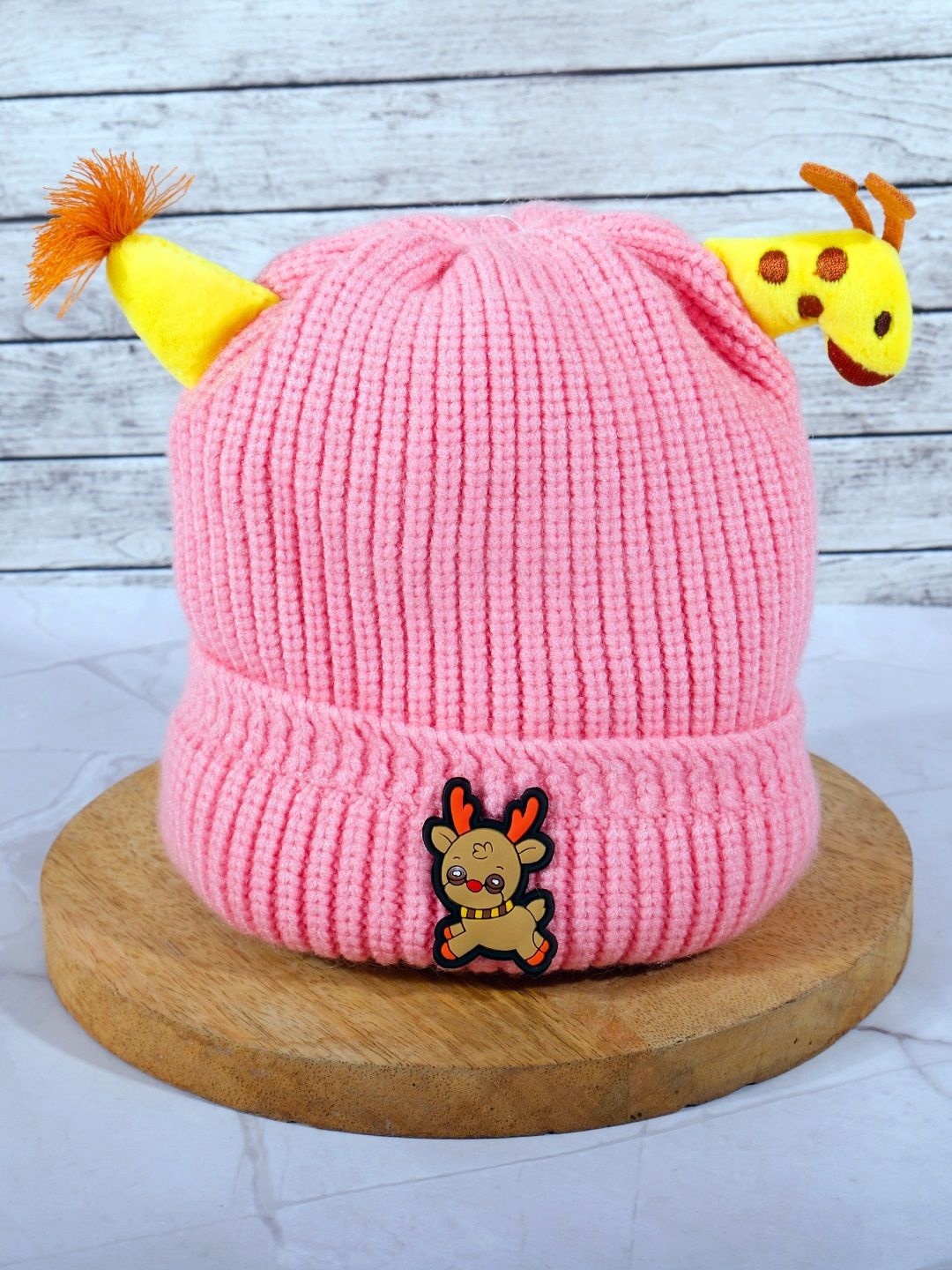 

DukieKooky Kids Woollen Beanie Caps, Pink