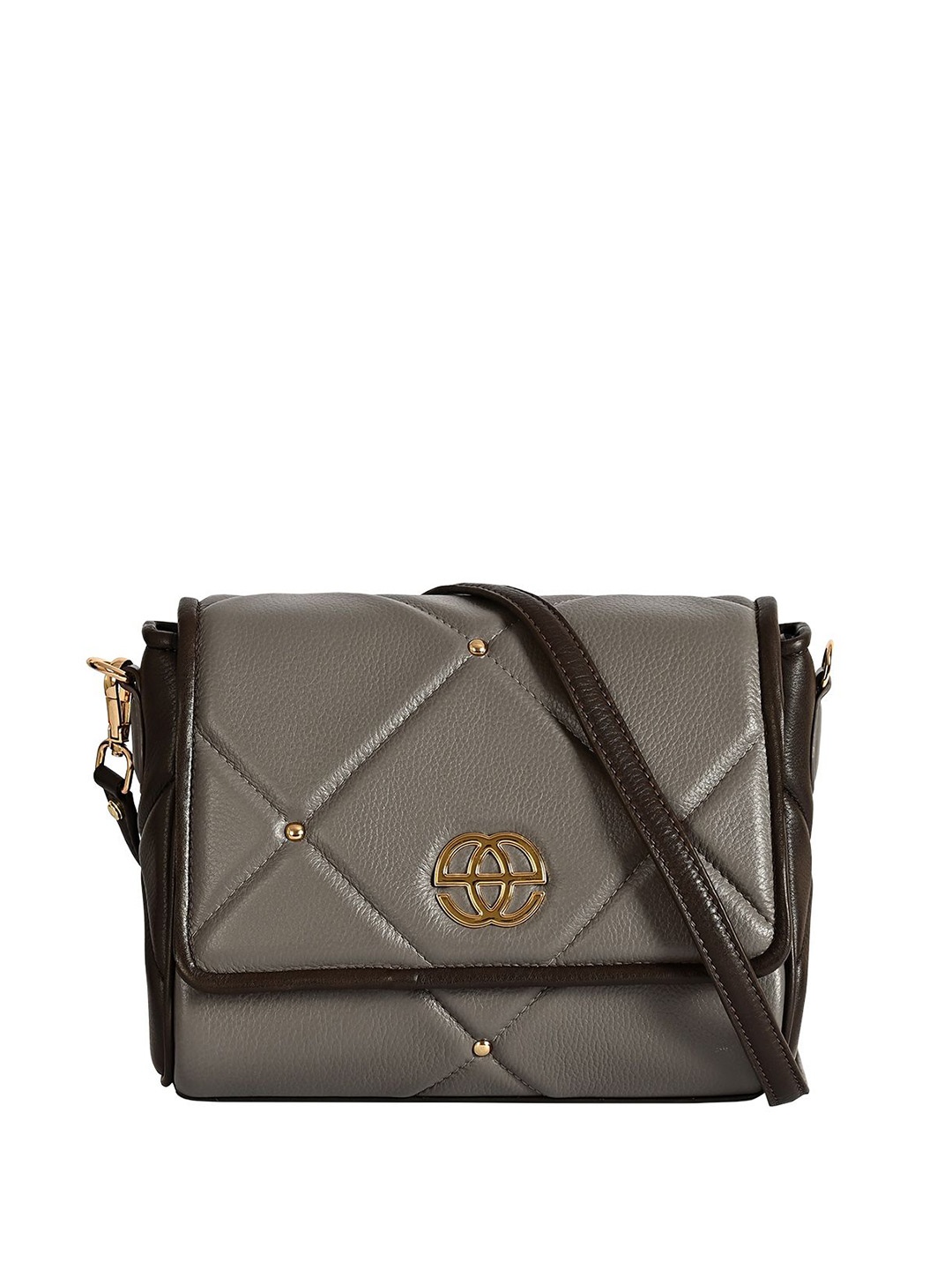 

Eske Women Textured Solid Structured Leather Sling Bag, Grey