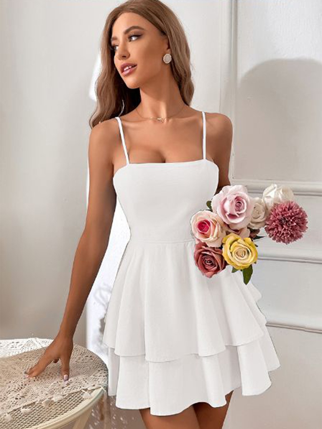 

StyleCast Women Shoulder Straps Fit & Flare Mini Dress, White