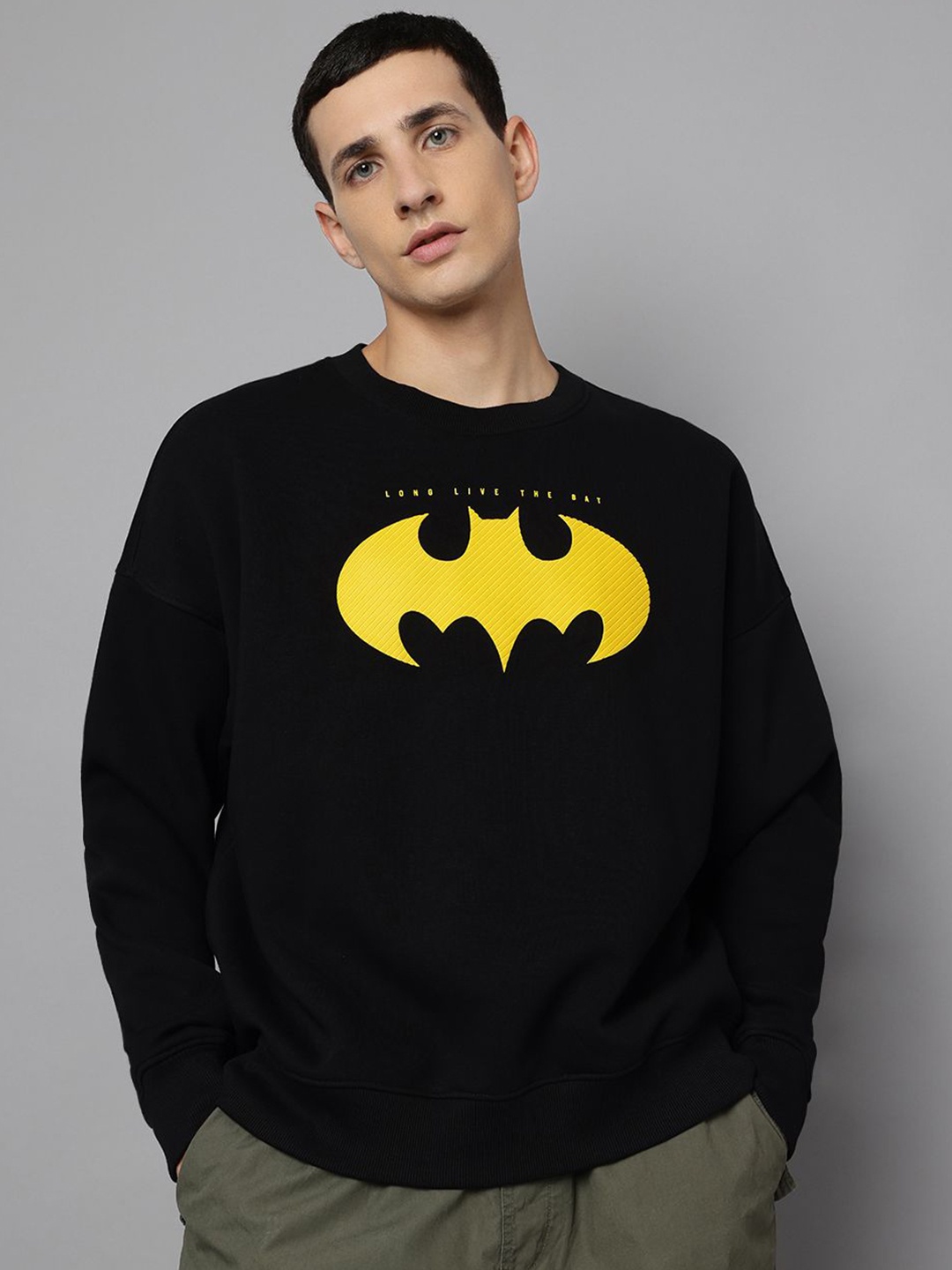 

Free Authority Men Printed Oversized Long Sleeve Sweatshirt, Black