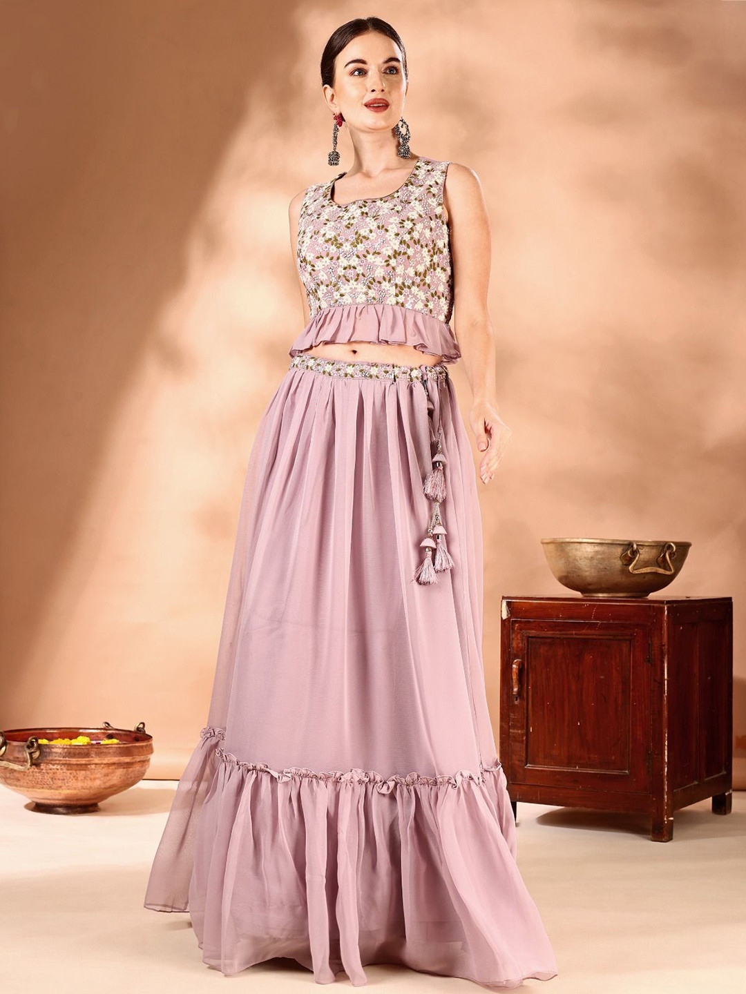 

JIVORA Embroidered Thread Work Ready to Wear Lehenga Set, Pink