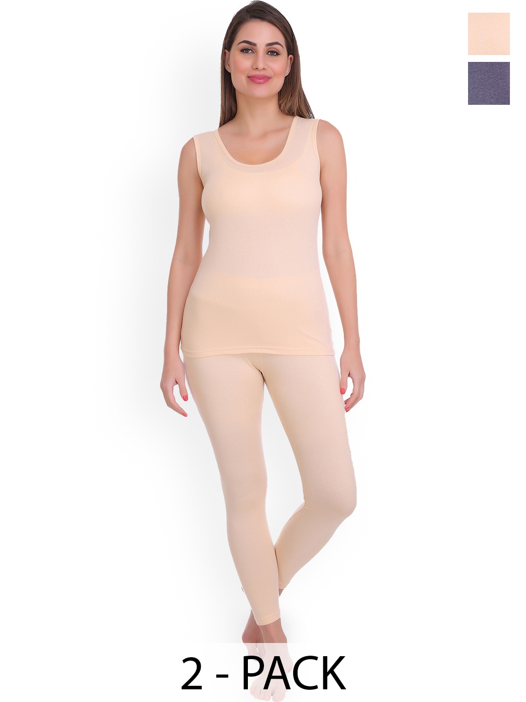 

SELFCARE Women Pack Of 2 Moisture-Wicking Thermal Set, Beige