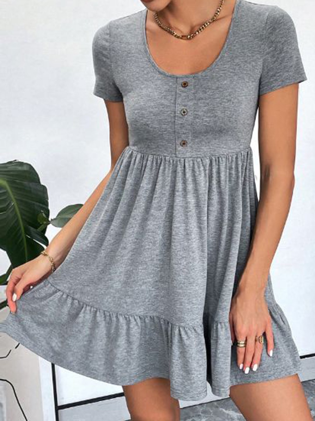 

StyleCast Women Fit & Flare Short Sleeves Dress, Grey