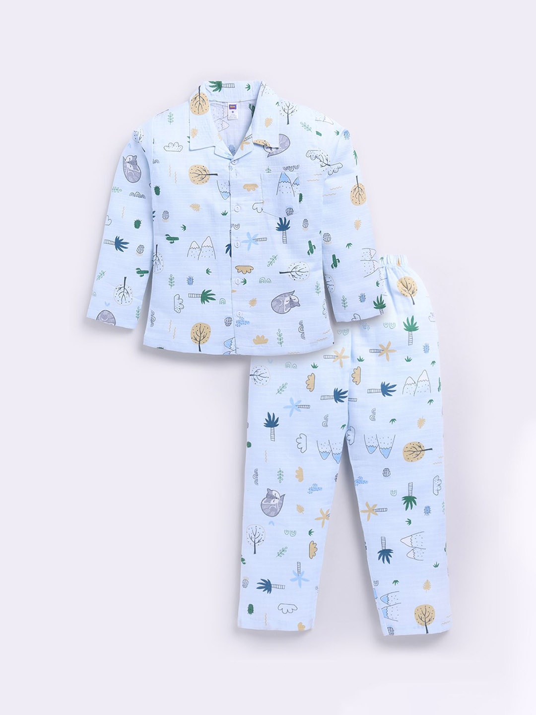 

Nottie Planet Boys Conversational Printed Night suit, White