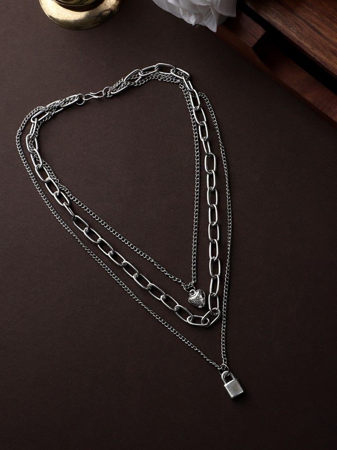

CARDINAL Three Layer Chain Necklace, Silver
