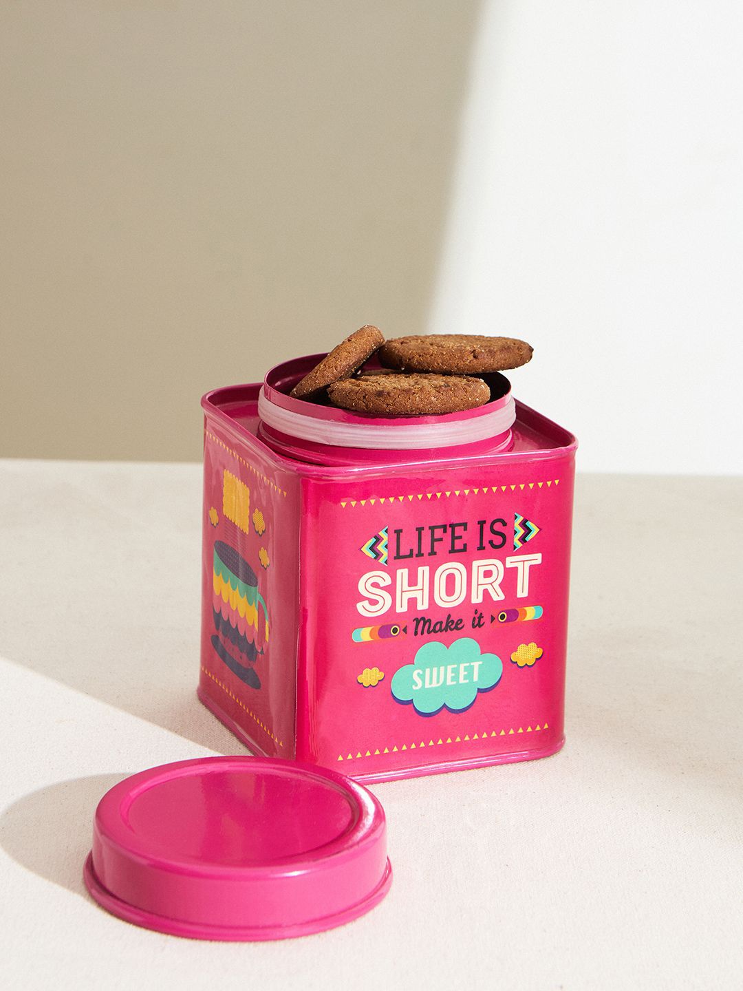 

Chumbak Pink Metal Make it Sweet Storage Tin Container