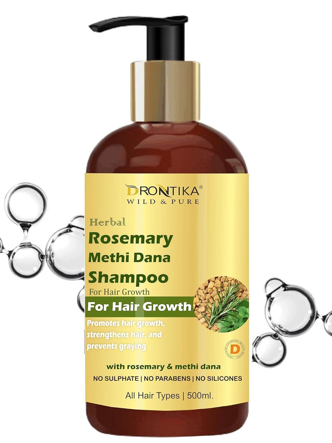 

DRONTIKA Herbal Rosemary Methi Dana Shampoo - 500 ml, Brown