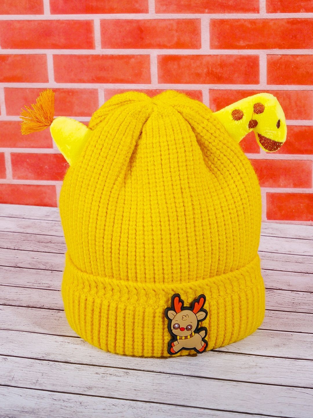 

DukieKooky Kids Self Design Woollen Beanie, Yellow