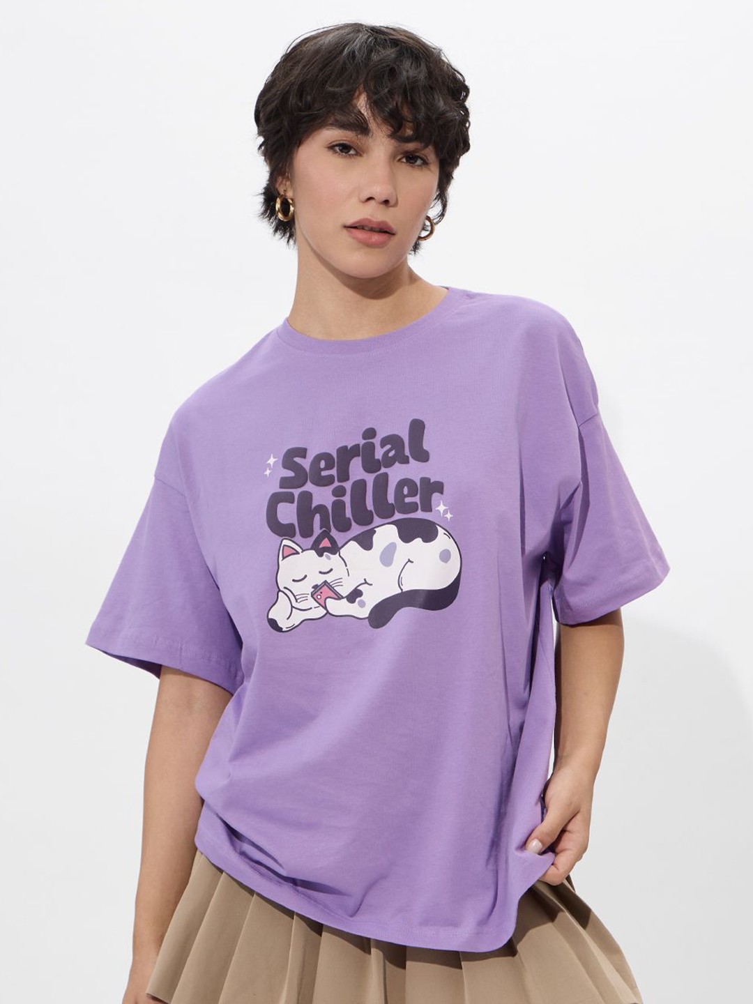 

The Souled Store Women Typography Printed T-shirt, Lavender