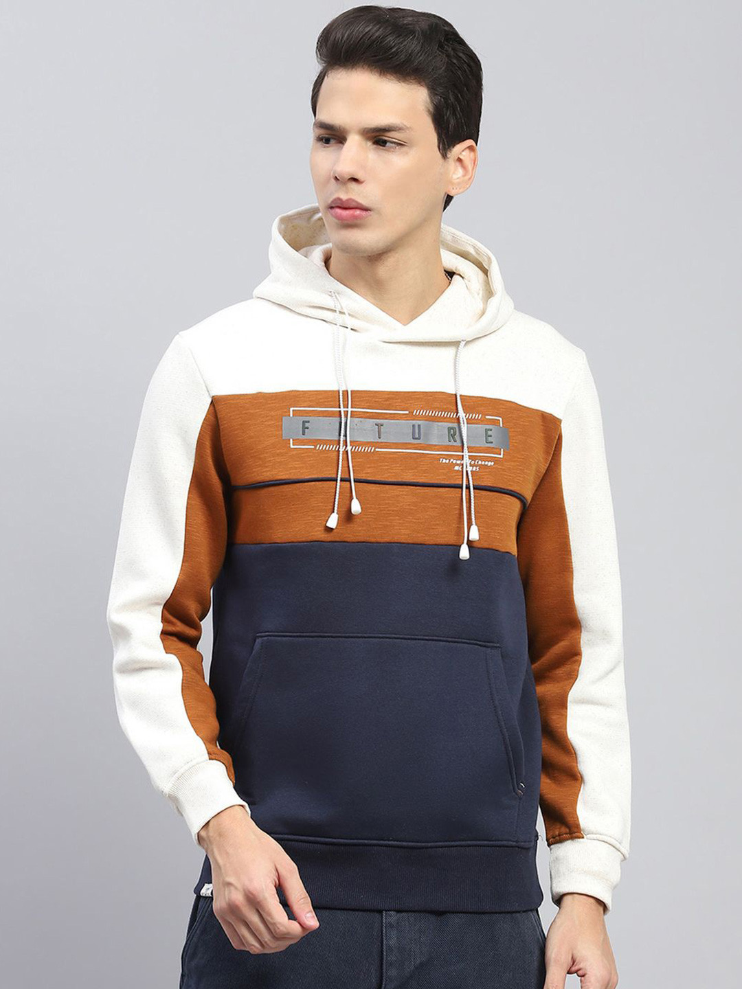 

Monte Carlo Men Colourblocked Cotton Hooded Sweatshirt, White